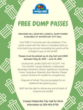 Dump passes available at Watervliet City Hall starting on May 10, 2021.